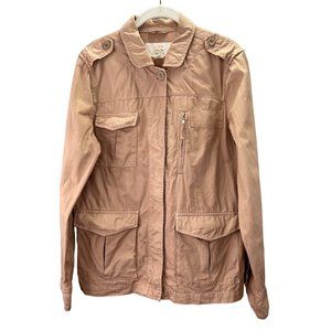J Crew Classic Twill Chino Jacket size 10 Women Tan Khaki Buttons Safari